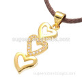 2016 new design leather chain women fashion Zircon jewelry Gold heart necklace
